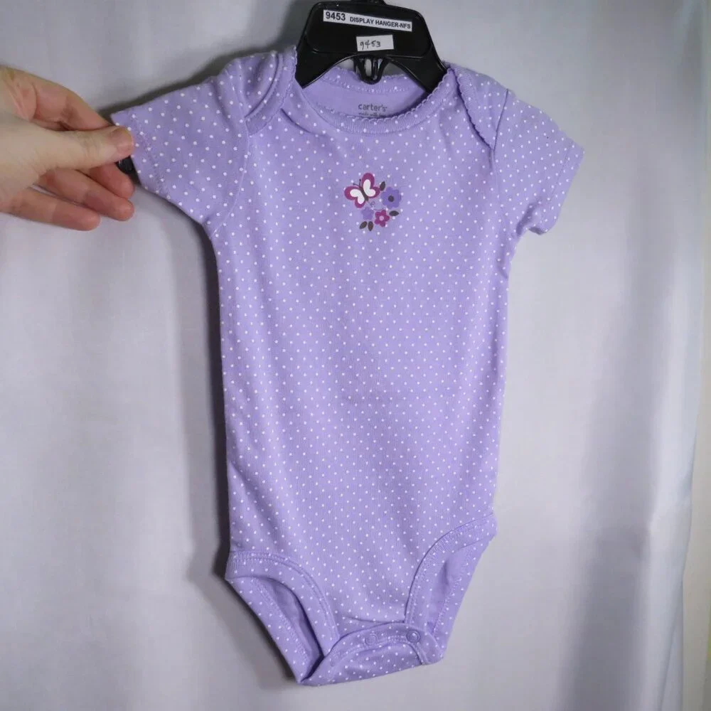 Baby Purple Polka Dot Bodysuit 6 mts Carters Butterfly